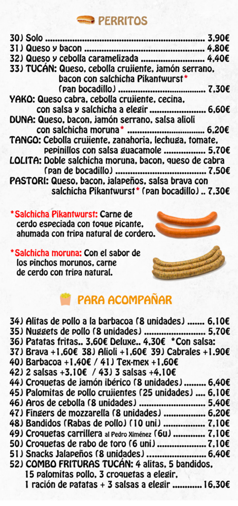 Nueva Carta 2026 Tucán Hamburguesería Unquera